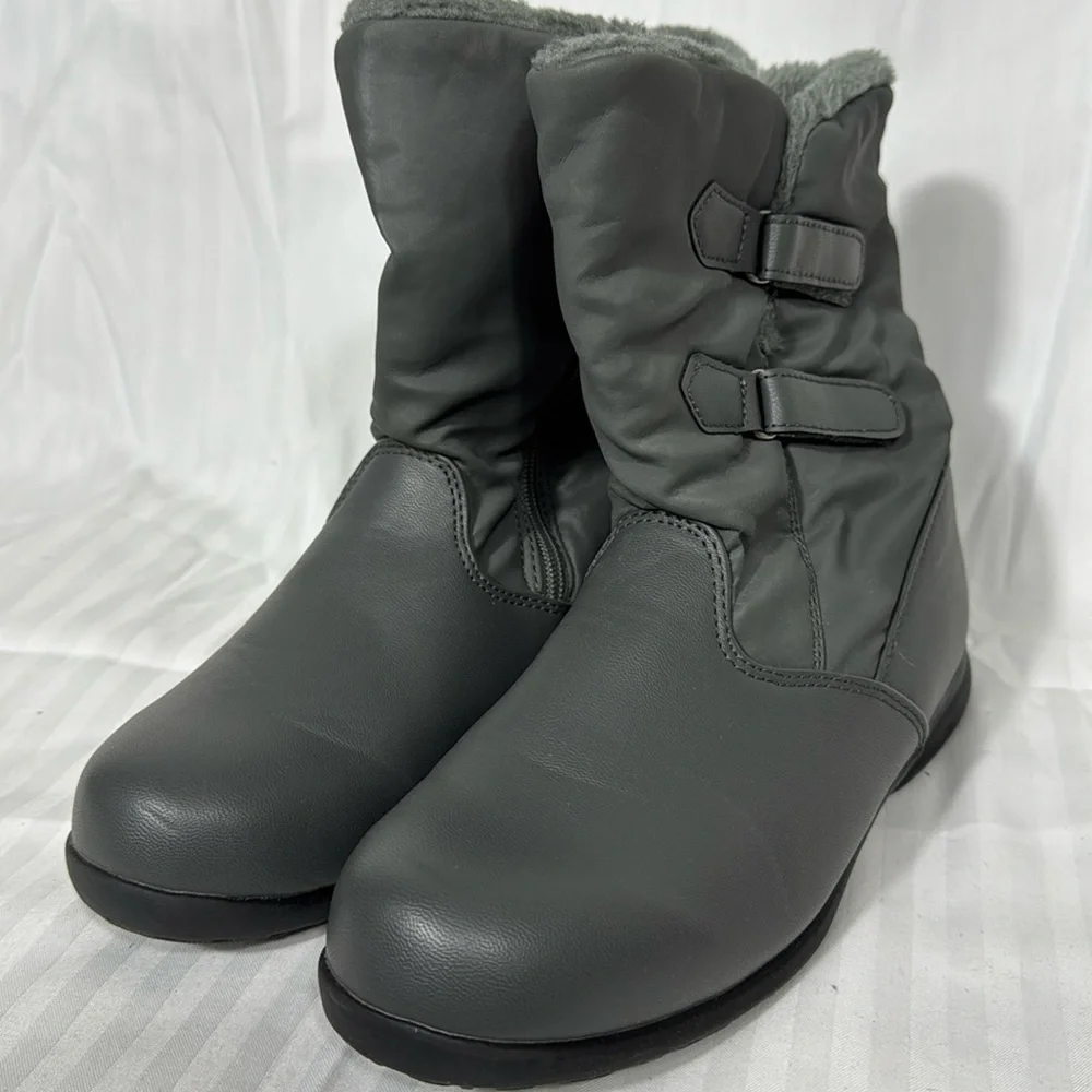TOTES Waterproof Weather Boots Insulated Faux Fur Lined Gray Women's Size7.5